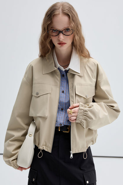 Lapel Cargo Short Jacket