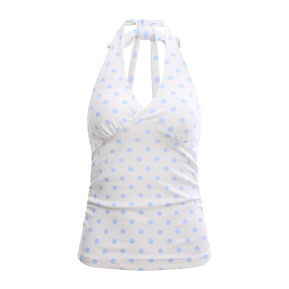 Retro Polka Dot Halterneck Top