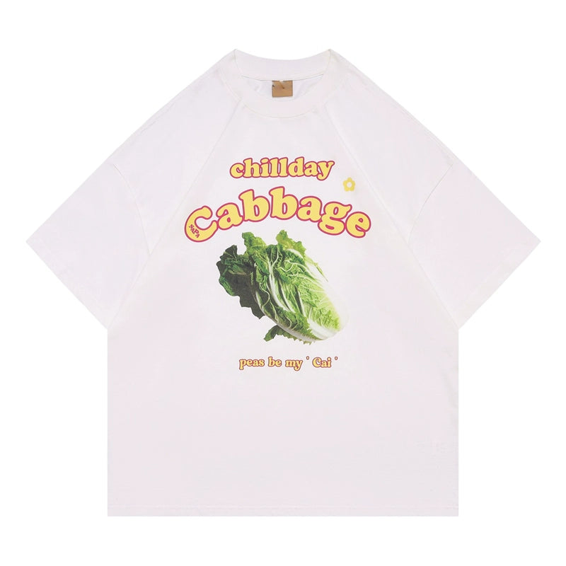 Niche Design Lettuce Motif T-Shirt