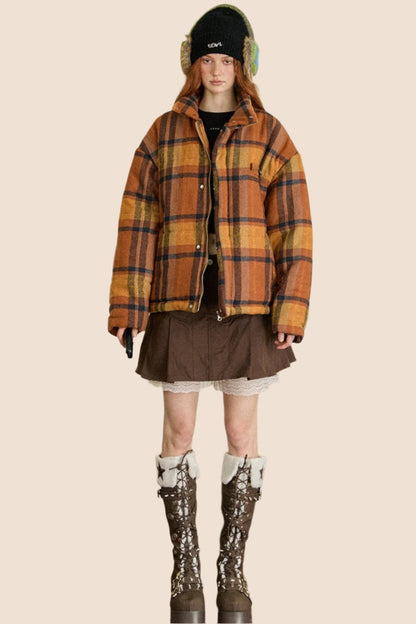 Plaid Down Cotton Bread Jacket