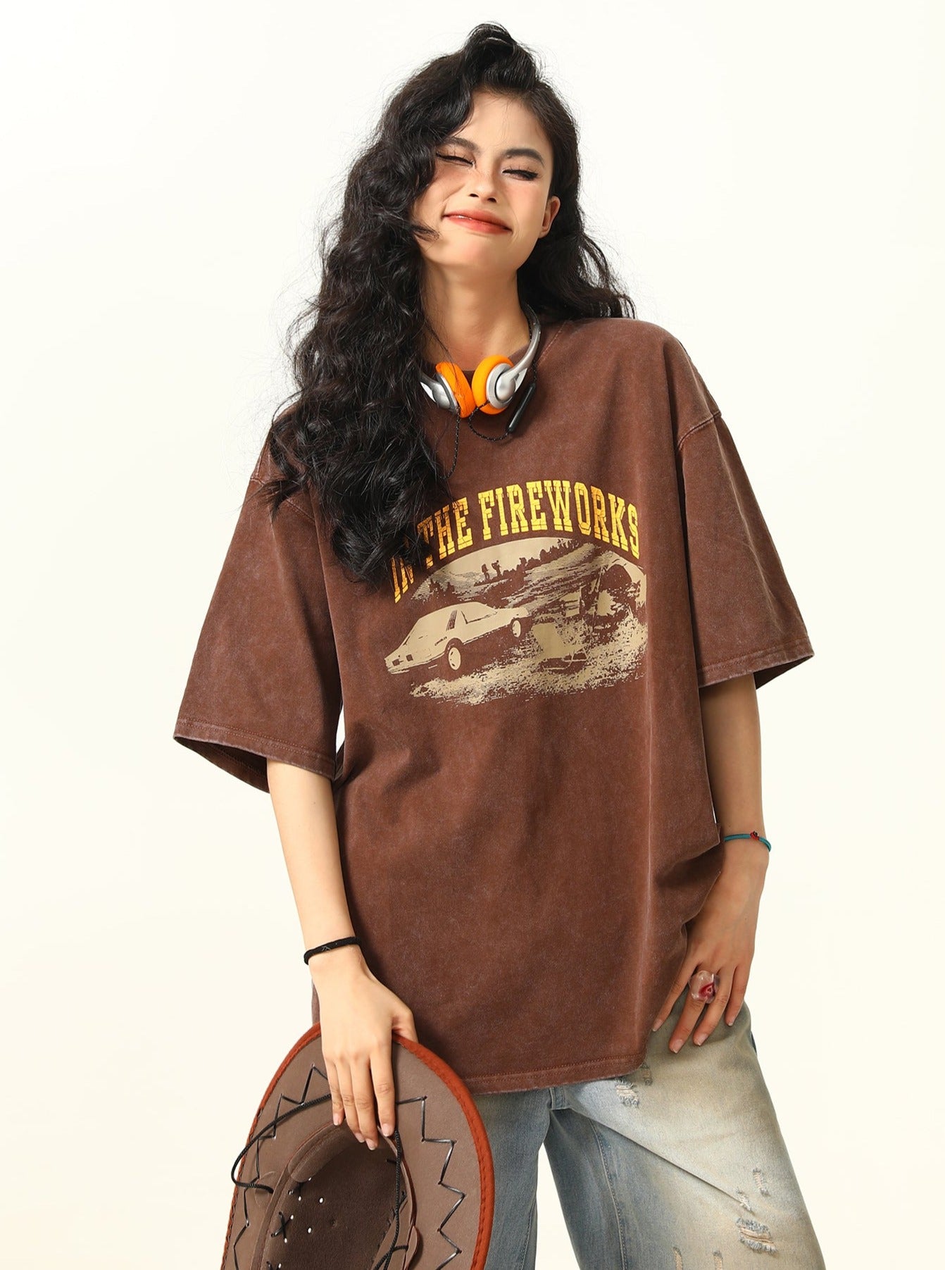 Distressed Brown Short Sleeve T-Shirt