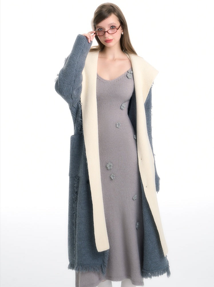 Thickened and Detachable Hooded Knitted Coat