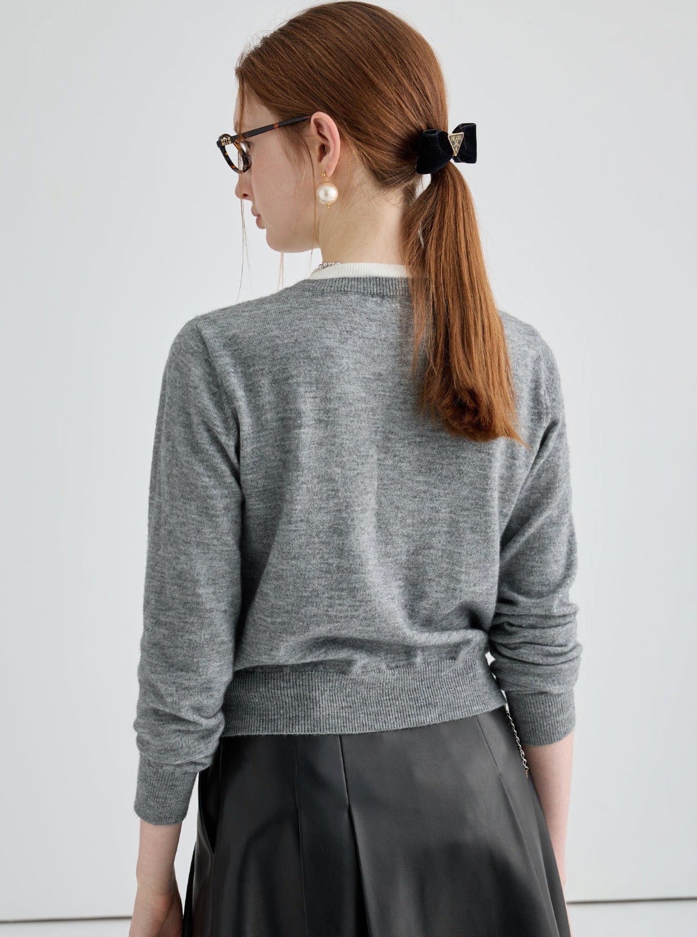 Fake Zweiteiler Rundhalsausschnitt Pullover Top