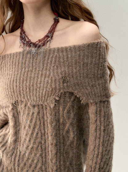 One-shoulder slant-shoulder two-wear knitted dress