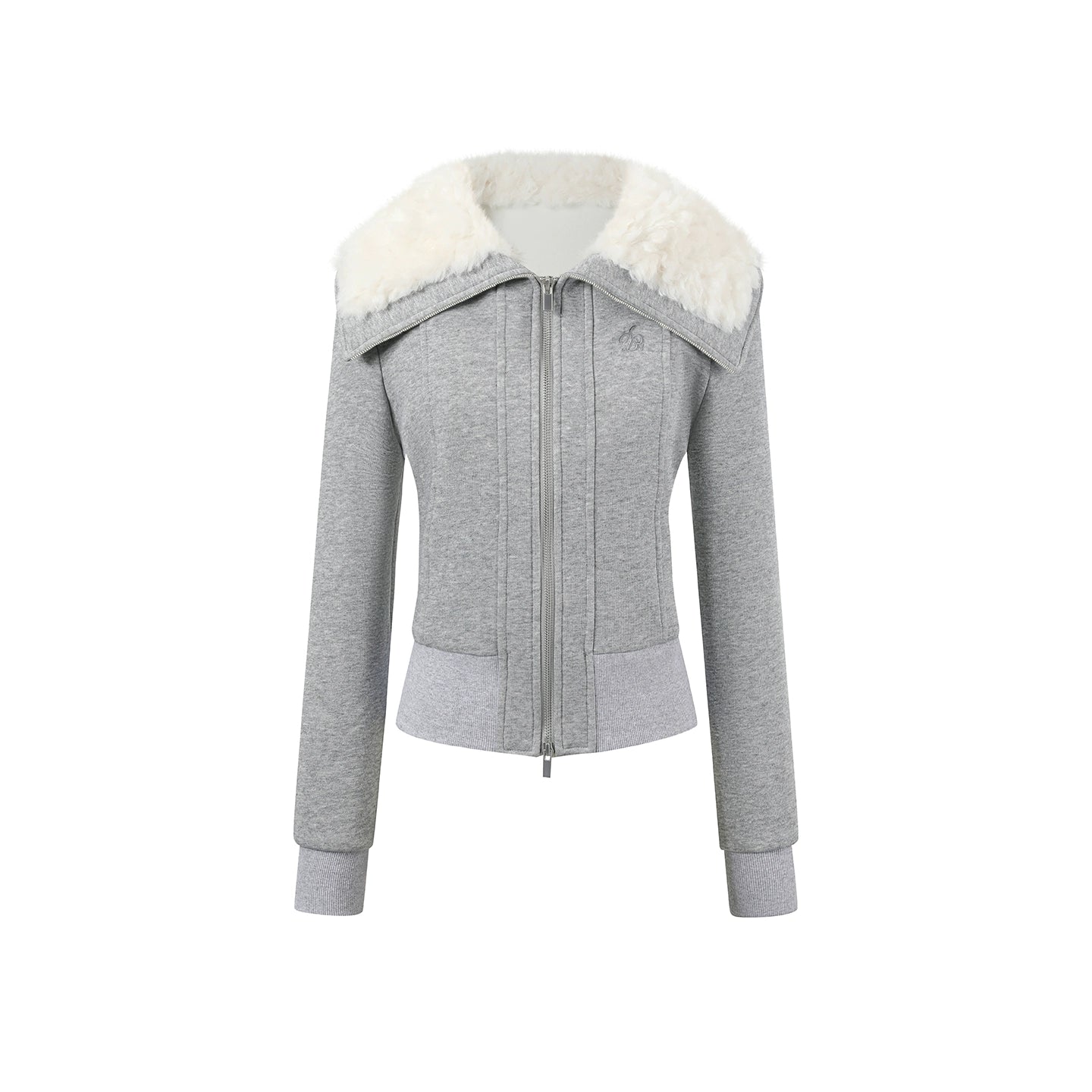 Lapel Fleece Slim Sweatshirt Jacket Set-Up