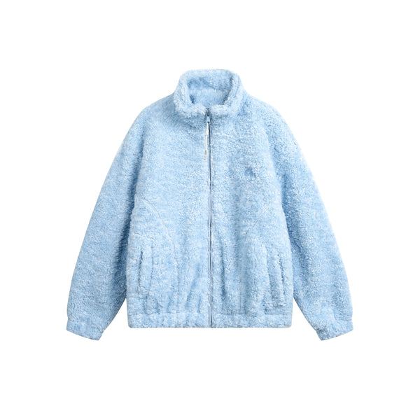 Embroidered Fleece Stand Collar Jacket