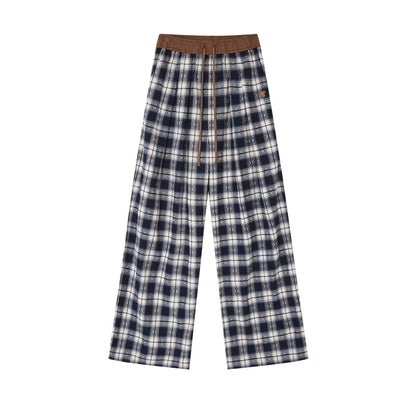 Lazy Check Wide-Leg Pants