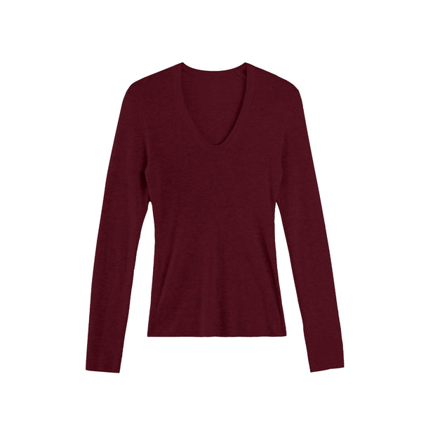 U-Neck Long-Sleeved Knit Top