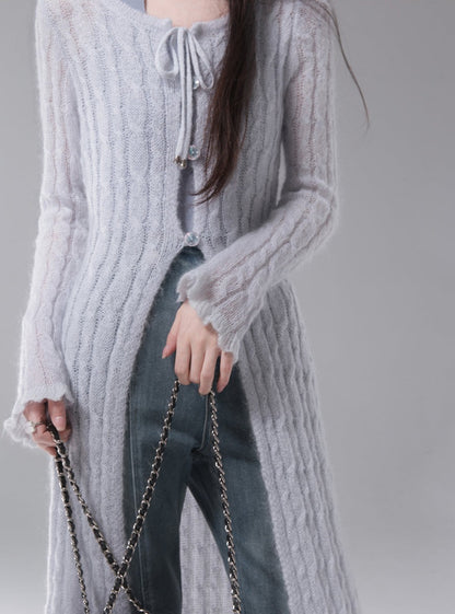Long Cardigan With Vest Two-Piece Set