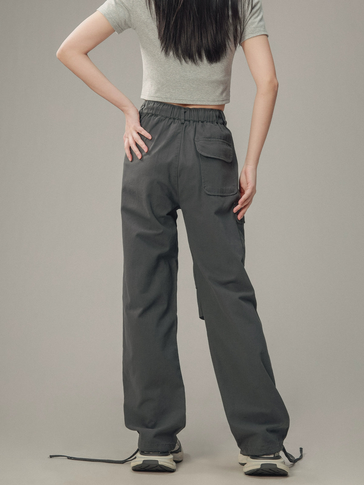 Vintage Pleated Tie-Up Cargo Pants