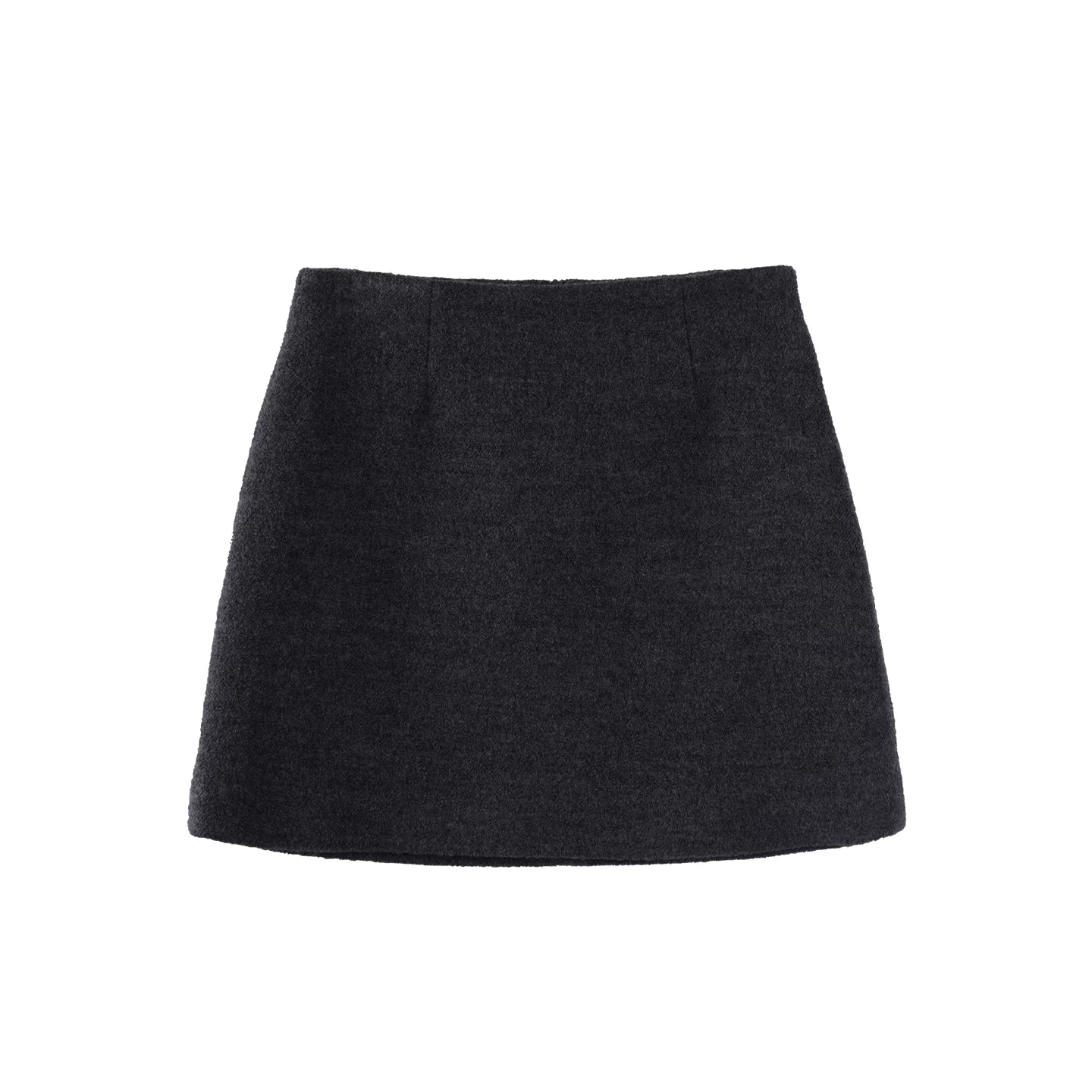 Black Wool Blend A-Line Skirt
