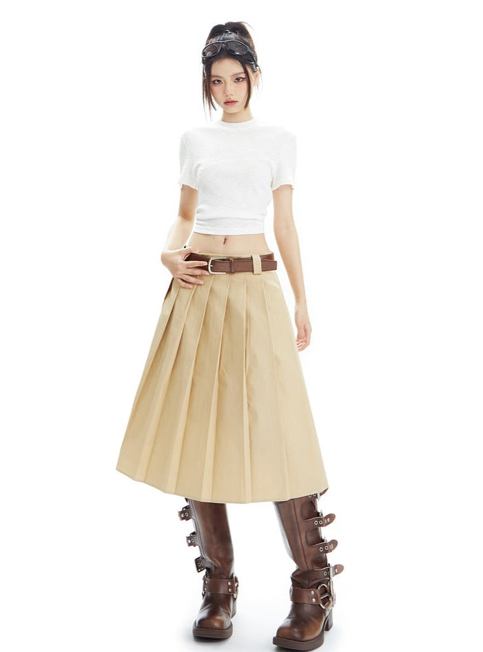 American Pleated A-line Half Skirt