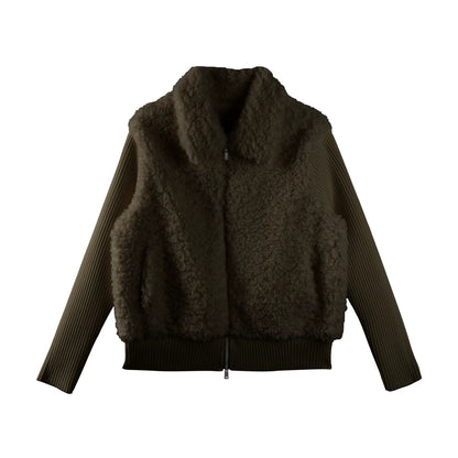 Knitted Patchwork Shearling Jacket