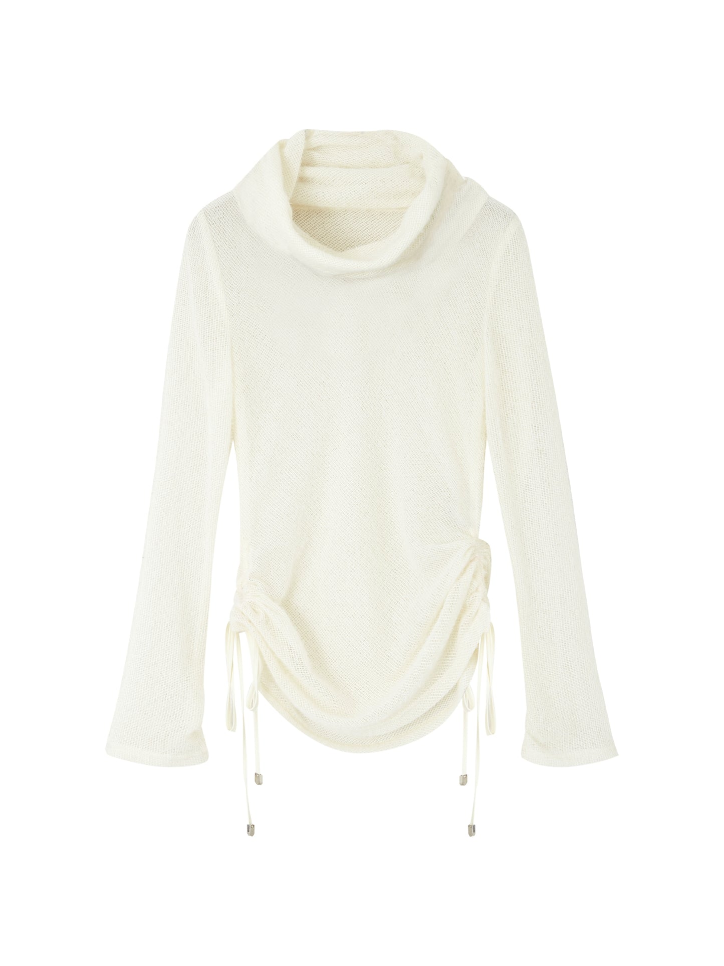 Swaying Plush High Neck Drawstring Top