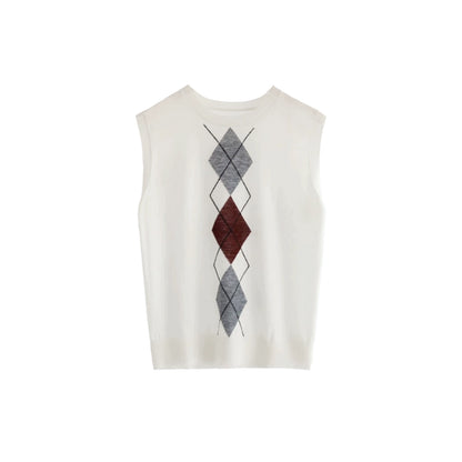 Diamond Checkered Wool Vest