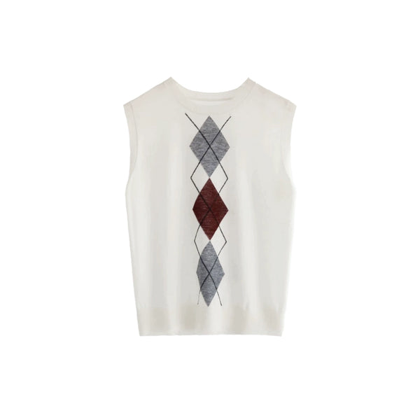 Diamond Checkered Wool Vest