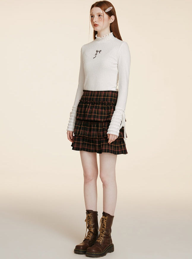 A-Line Versatile Plaid Short Skirt