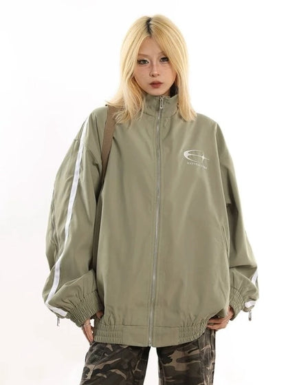 American Retro Stand Collar Loose Jacket