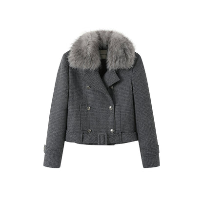 Plaid Woolen Lapel Coat