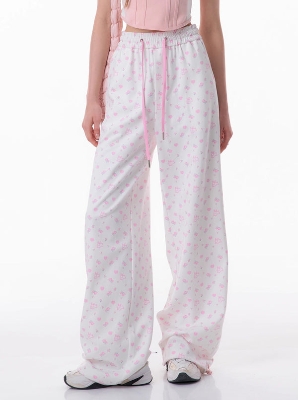 High-Waist Floral Rabbit Pants