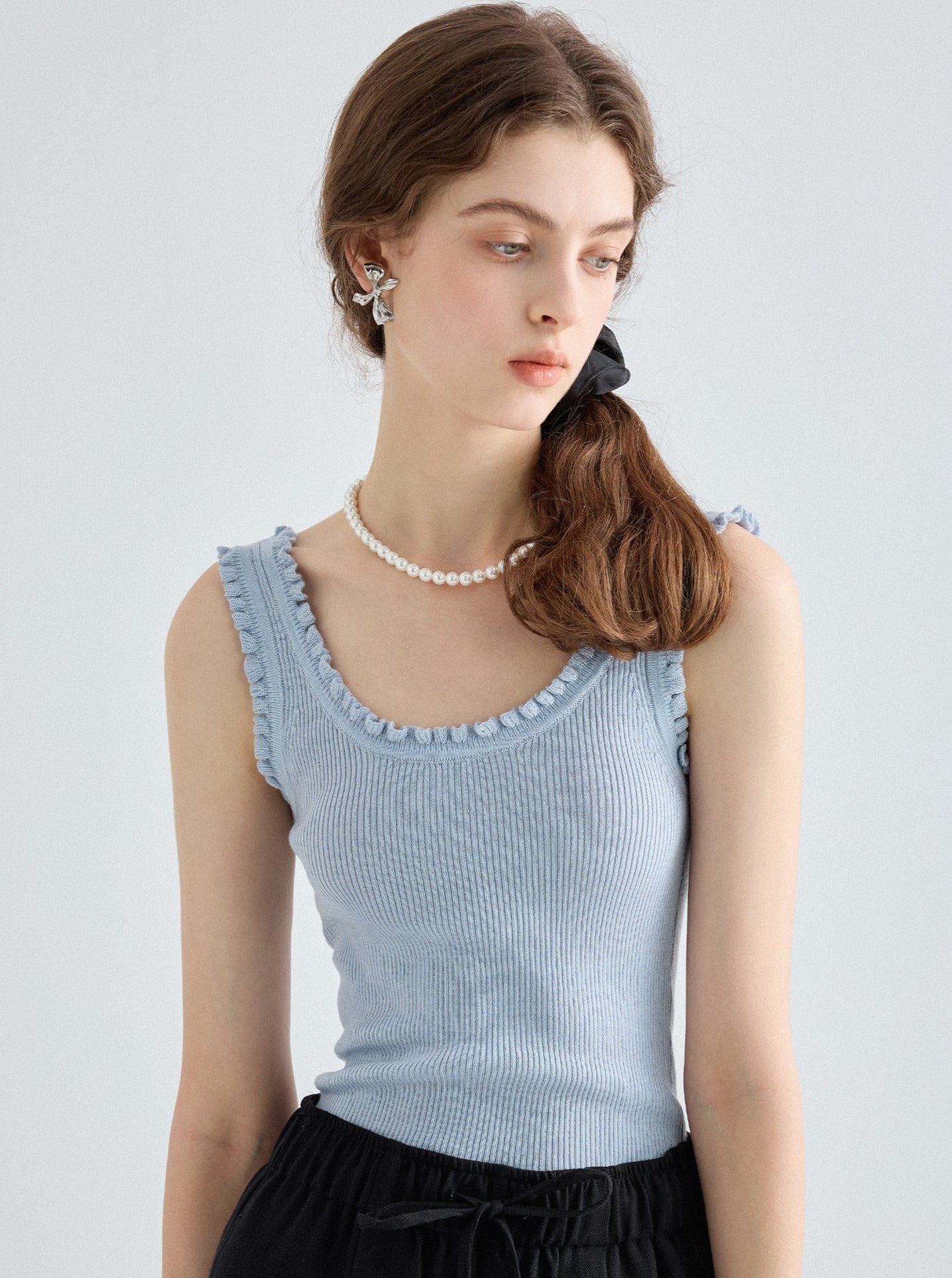 Lace U-Neck Knit Vest Top