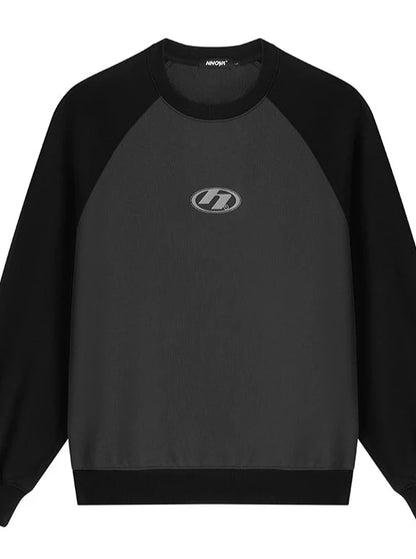 N Druck Raglan schläft runden Nacken -Sweatshirtmantel