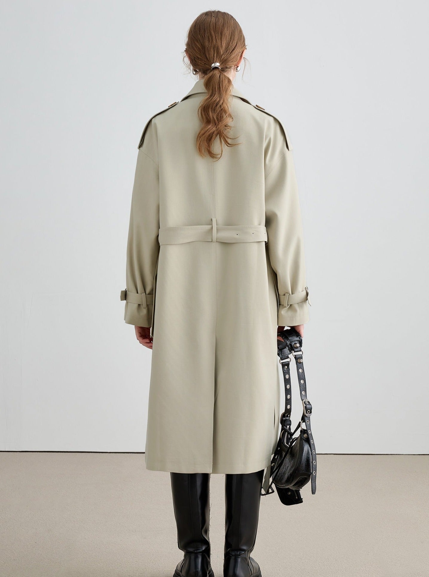 Mid-Length Lace-Up Trench Coat