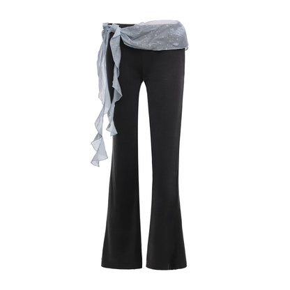 Ribbon Trim Flare Pants