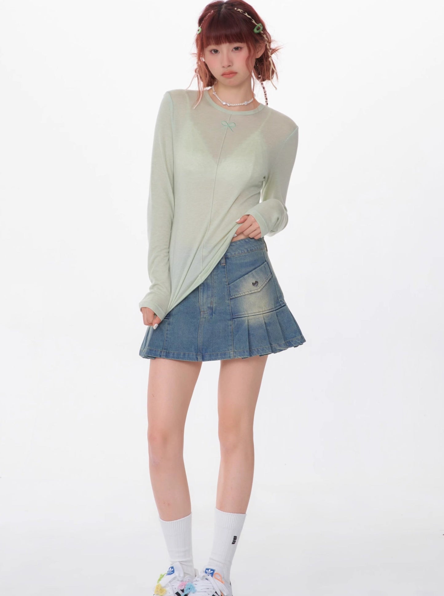 Retro Thin Slim Bow Knit Top