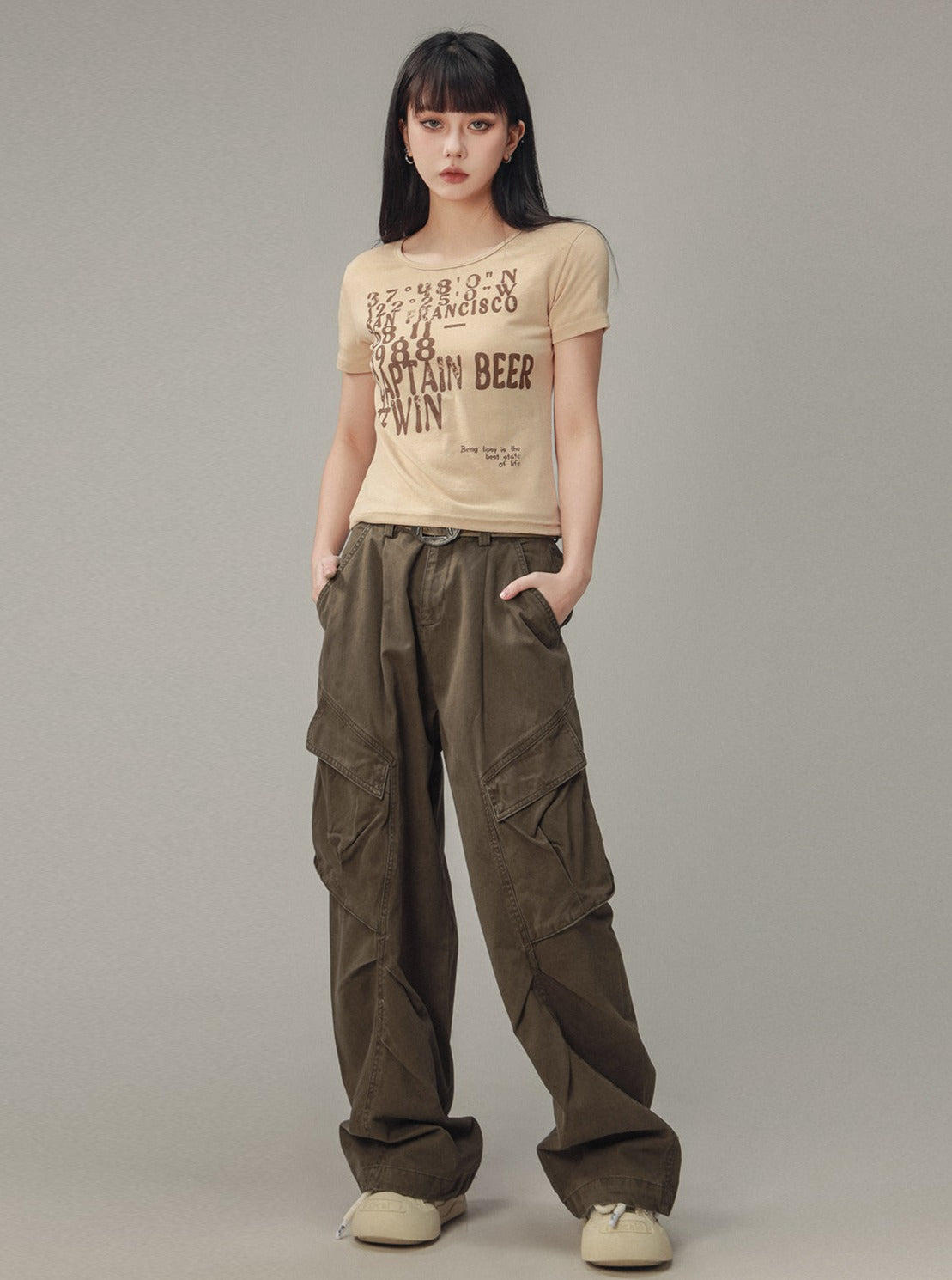 Casual Straight Leg Pocket Cargo Pants