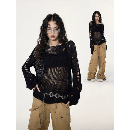 Knitted Hollow Blouse Top