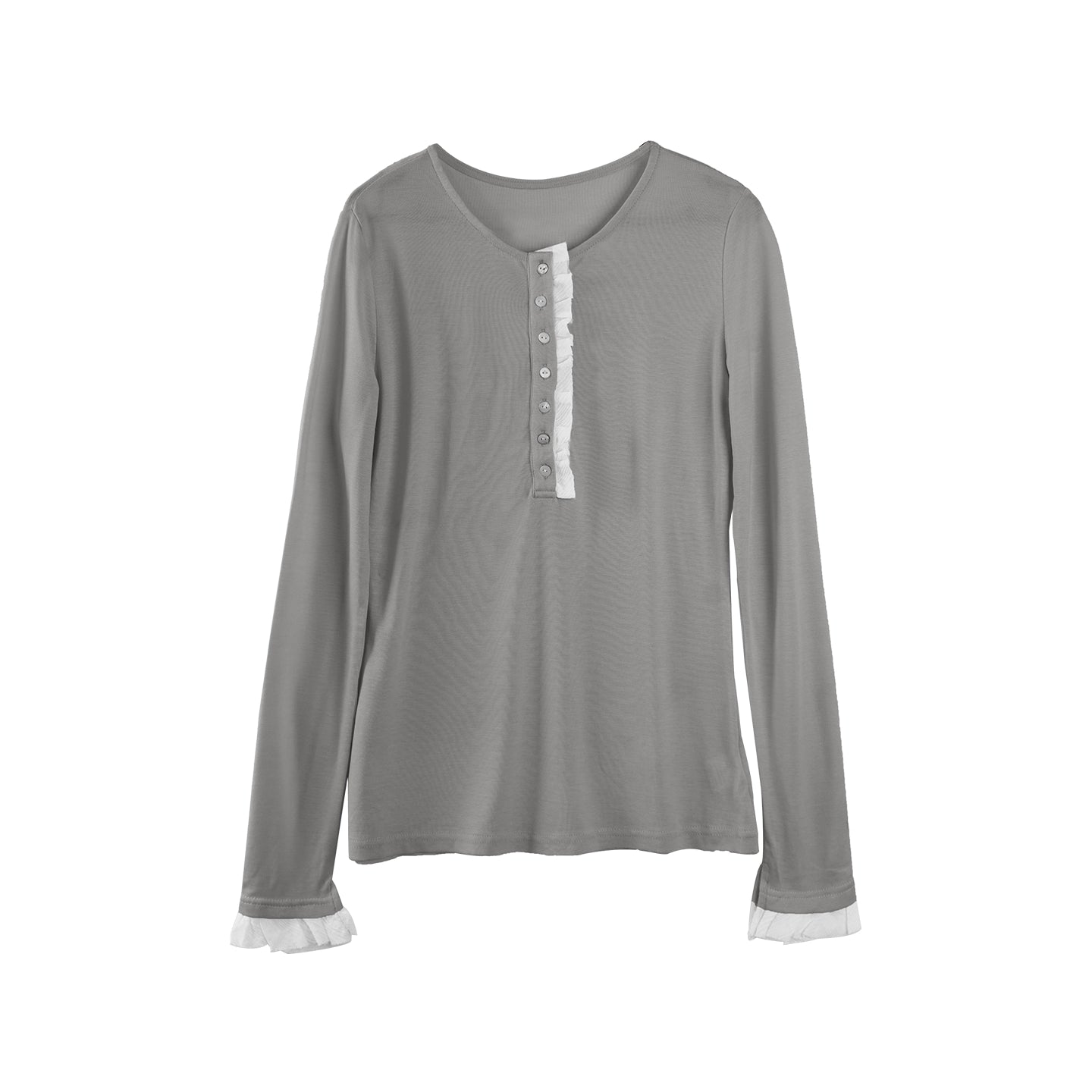 Ruffled Tencel Knit Base Layer Top