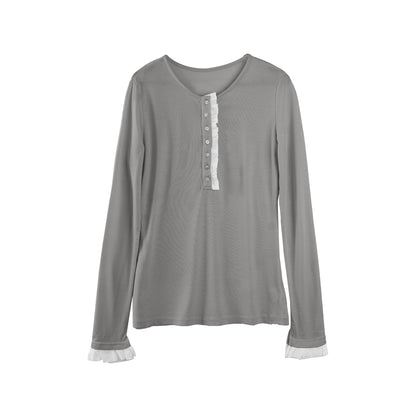 Ruffled Tencel Knit Base Layer Top
