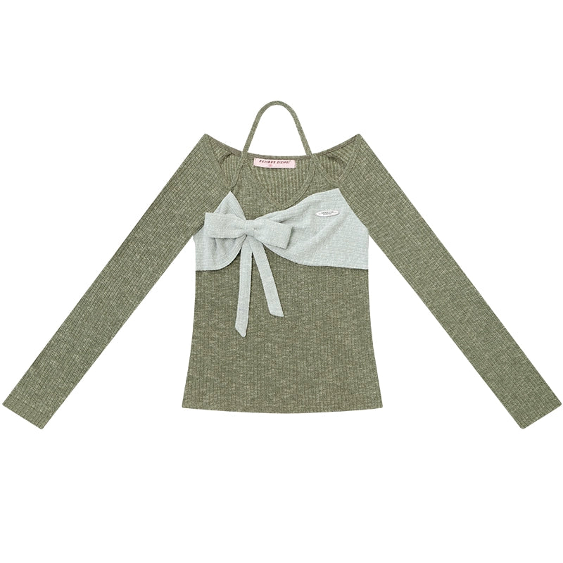 Patchwork Halterneck Knitted Top