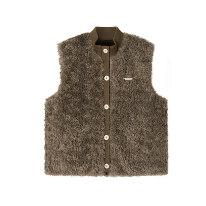 Furry Ribbed Winter Vest Coat