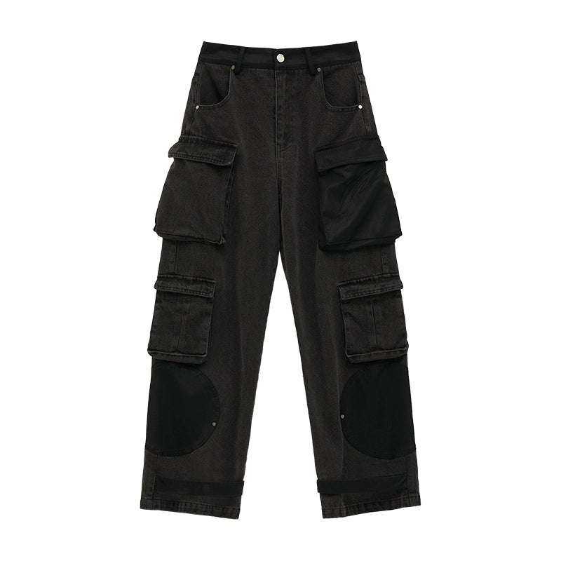 Leather Wash American Cargo Jeans Pants