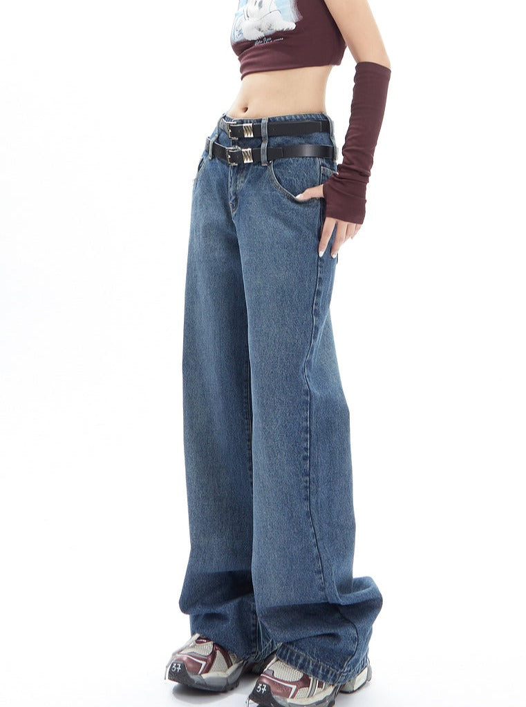 Wide Legs Old Washed Denim Pants