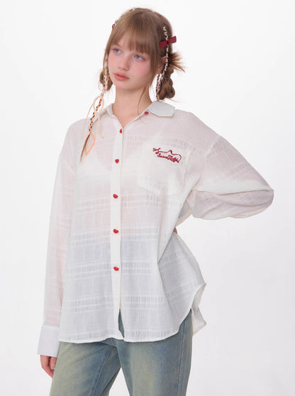 American Retro Mid Length Loose Thin Shirt