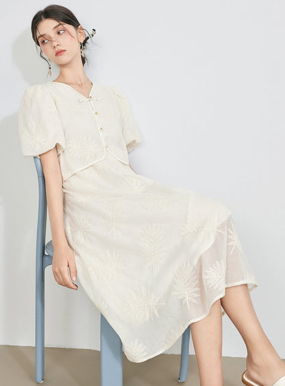 Chinese Style Puff Sleeve Dress