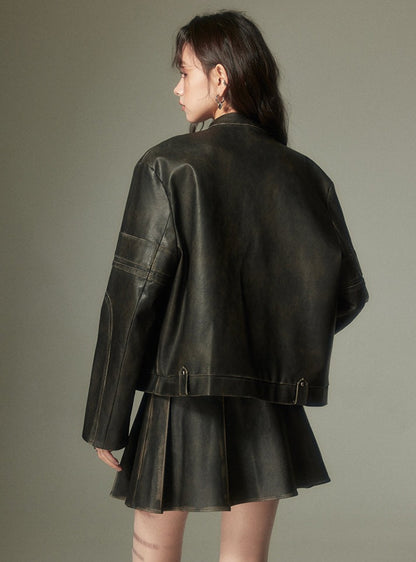 Vintage rub leather jacket