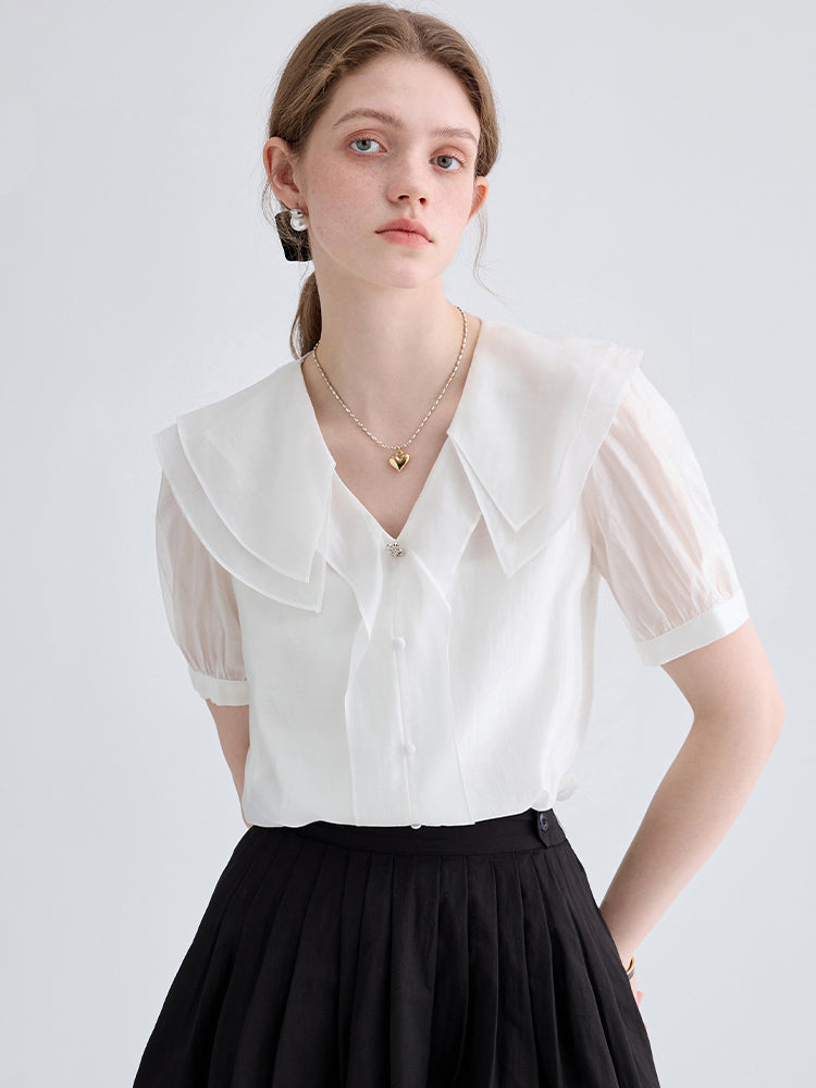 Loose Slim Babydoll Collar Shirt