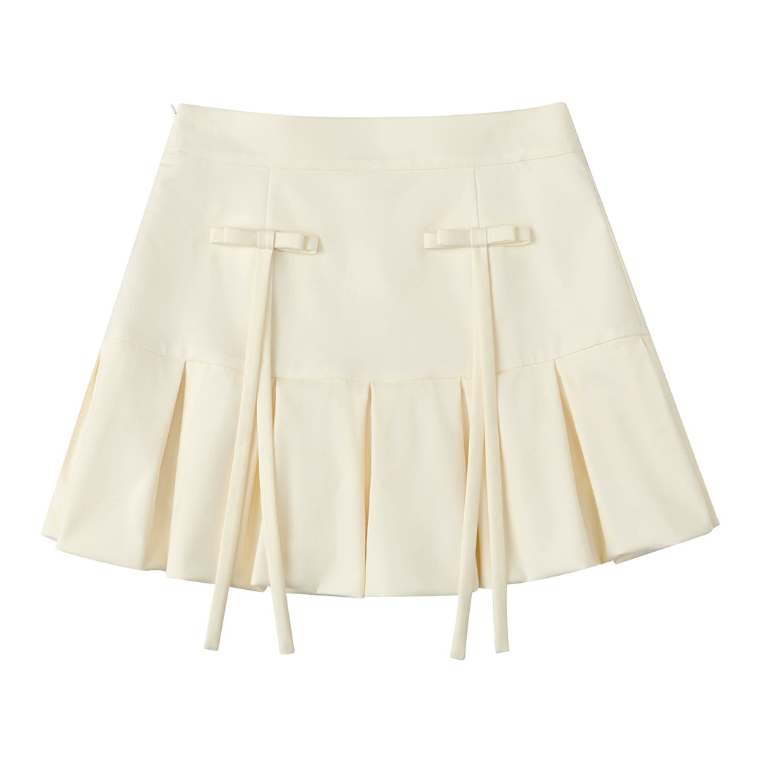 Anti-Wear Bow Pleated Skirt