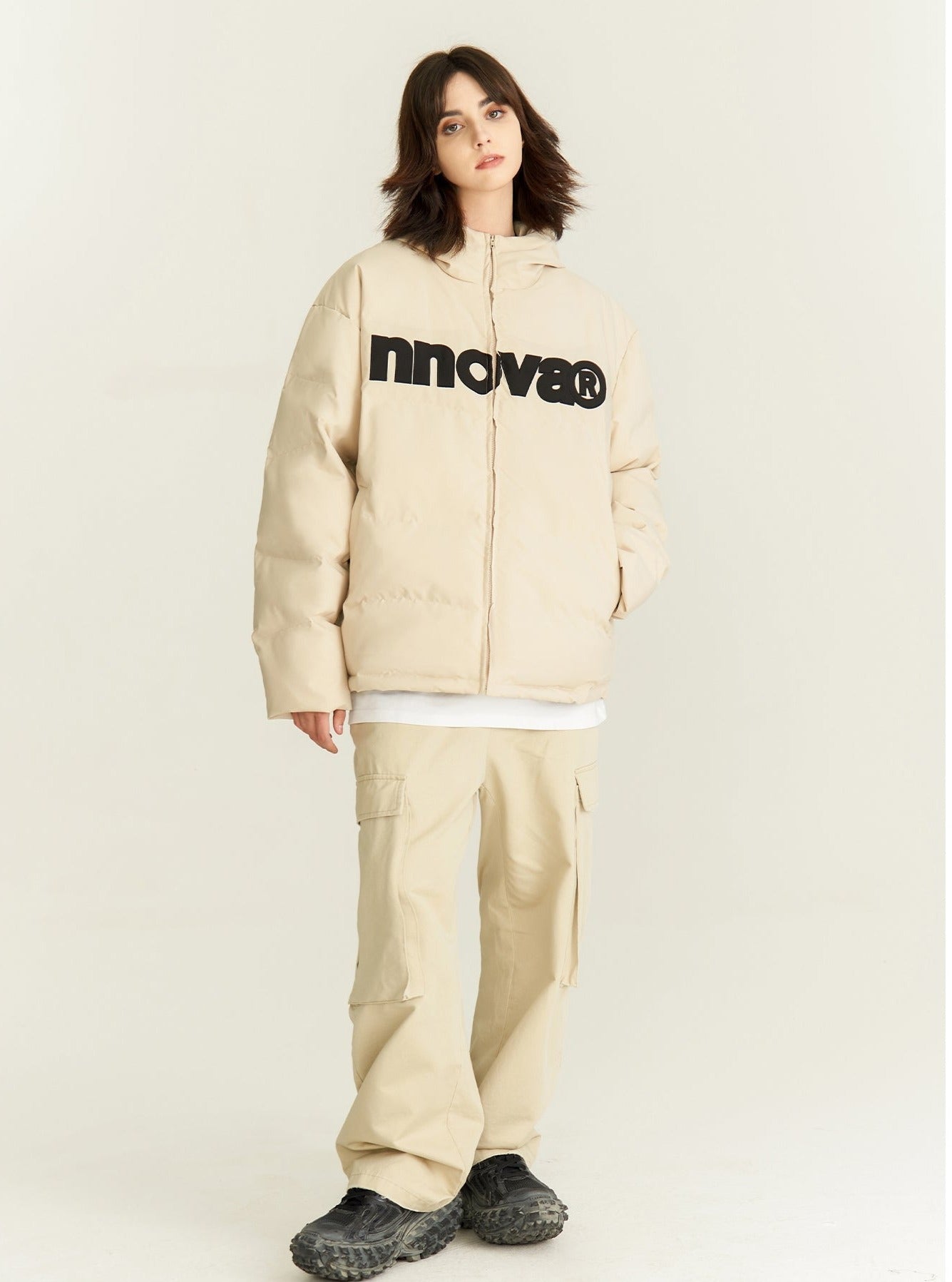 Basic LOGO hooded thick coat