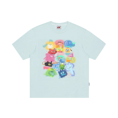 Gradient Cartoon Print T-Shirt