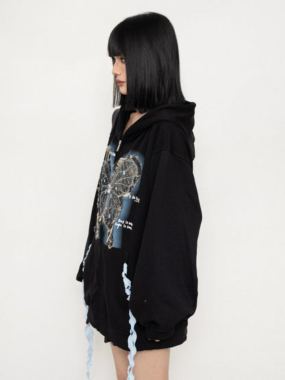 Subculture Hooded Cardigan Sweatshirt Coat