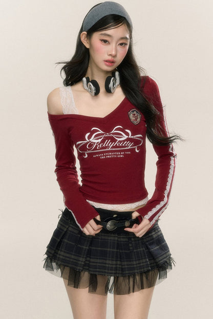 Sweet Wine Lace Long-Sleeve T-Shirt