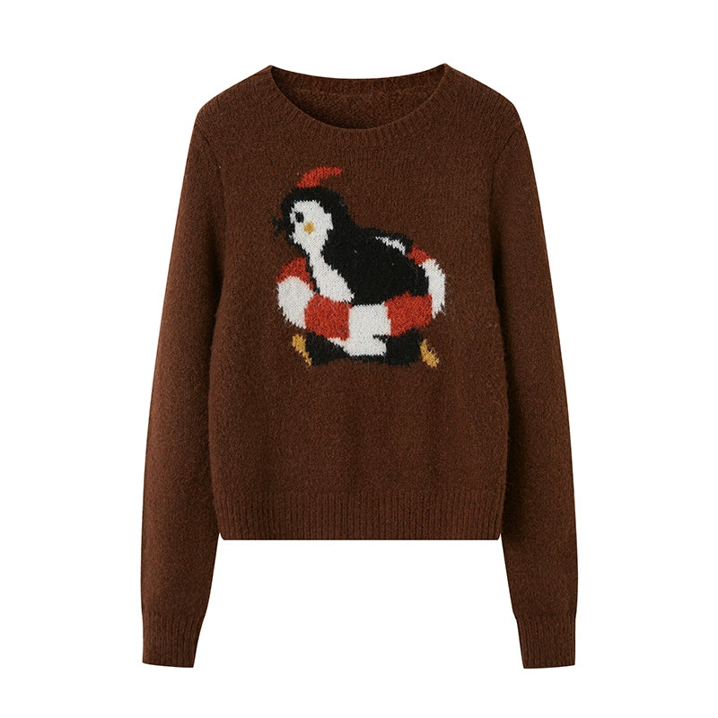 Vintage Penguin Jacquard Crew Neck Sweater