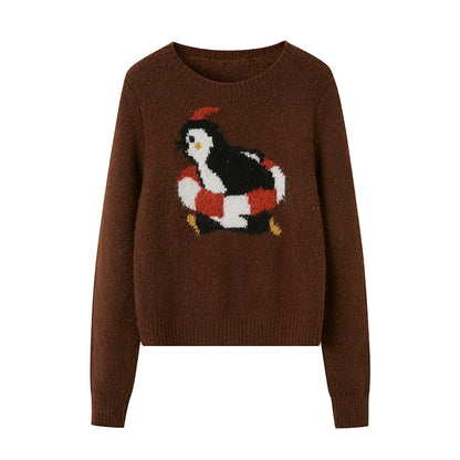 Vintage Penguin Jacquard Crew Neck Sweater