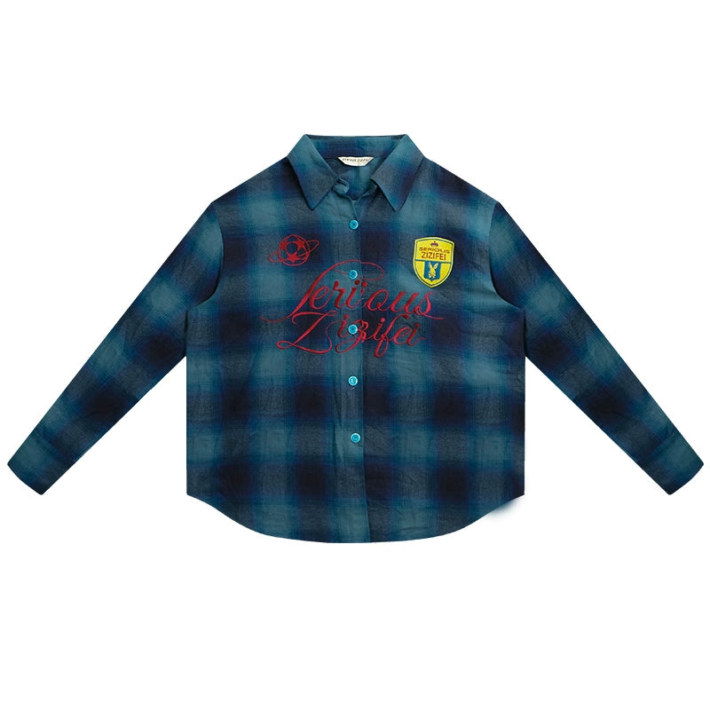 Retro CHECK EMBROIDERY LONG SLEEVE Shirt