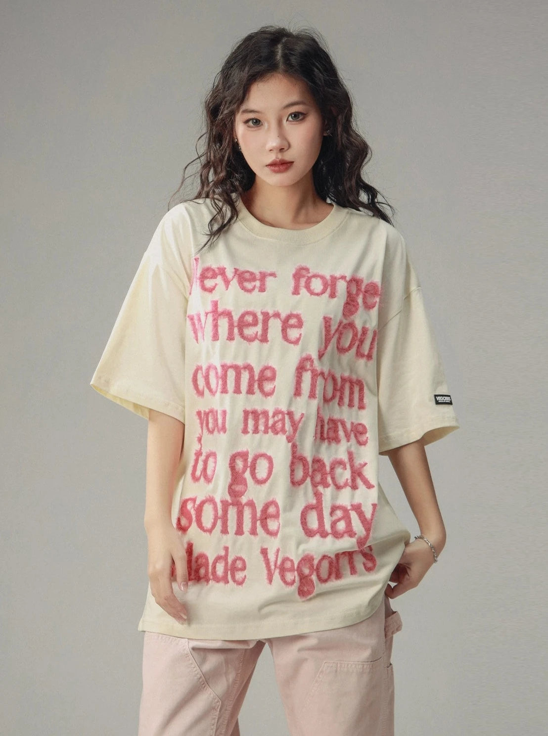 Vintage Letter Print Crew Neck T-Shirt